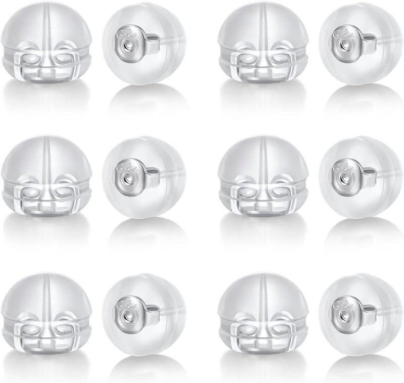 DELECOE 12 PCS White Gold Soft Silicone Earring Backs for Studs,Hypoallergenic Earring Backs Replacements for Studs Earring Hoops Fish Hook White Color - Image 1